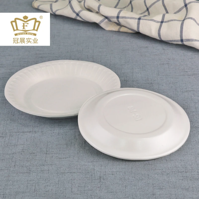 
wholesale 8 inch Disposable ps food grade plastic foam large plastic round tray party plate wedding and salad packaging 