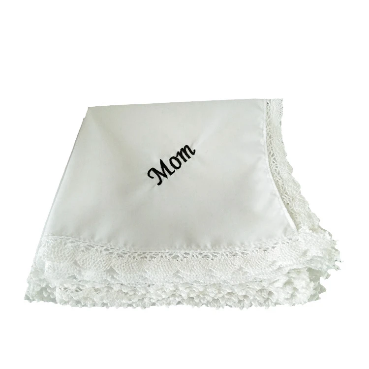 New Design Customized Logo Soft Cotton Lace Handkerchiefs
