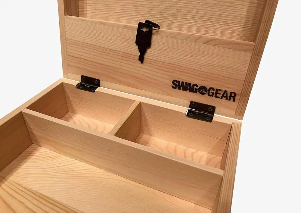 Locking Stash Box with Rolling Tray - Stash Box with Lock and Key - Stash Boxes Compartment Storage for Accessories