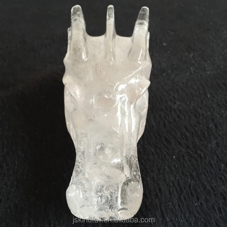 Оптовая продажа, высокое качество, ручная резьба, натуральный прозрачный кварцевый кристалл, голова дракона, черепа для украшения