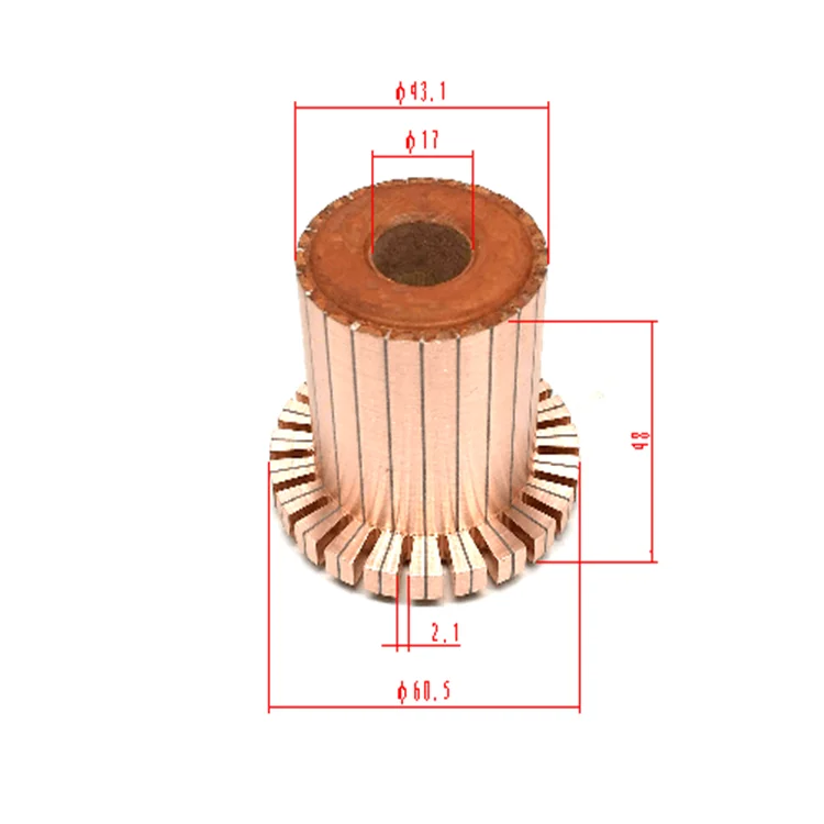 OD43/60.5* ID17*H51.8-23 bars  starter  commutator  auto motor armature . high quality and free samples