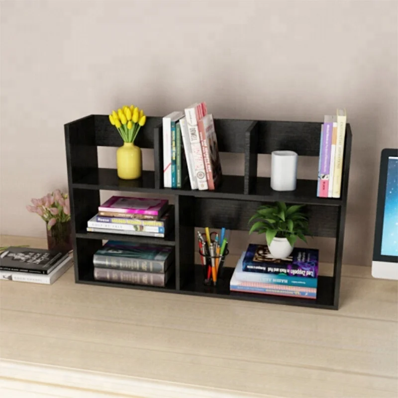 
DIY Pattern movable livingroom Desktop decoration kids book shelf grid wood Bookshelf 