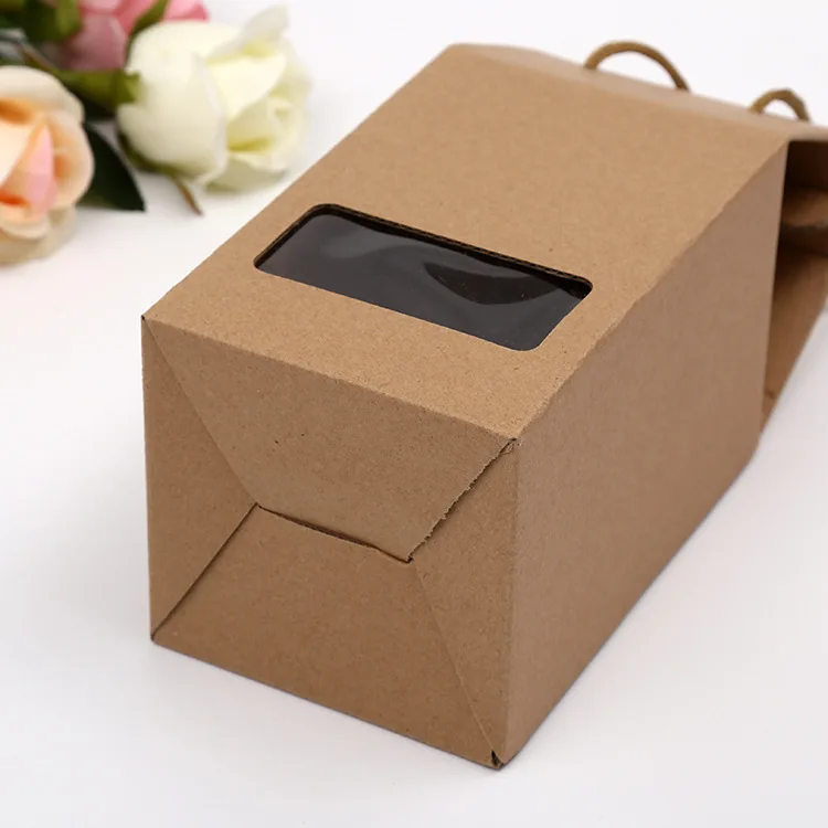 
Recycled brown small or big Kraft paper cookies snack food take out container box 