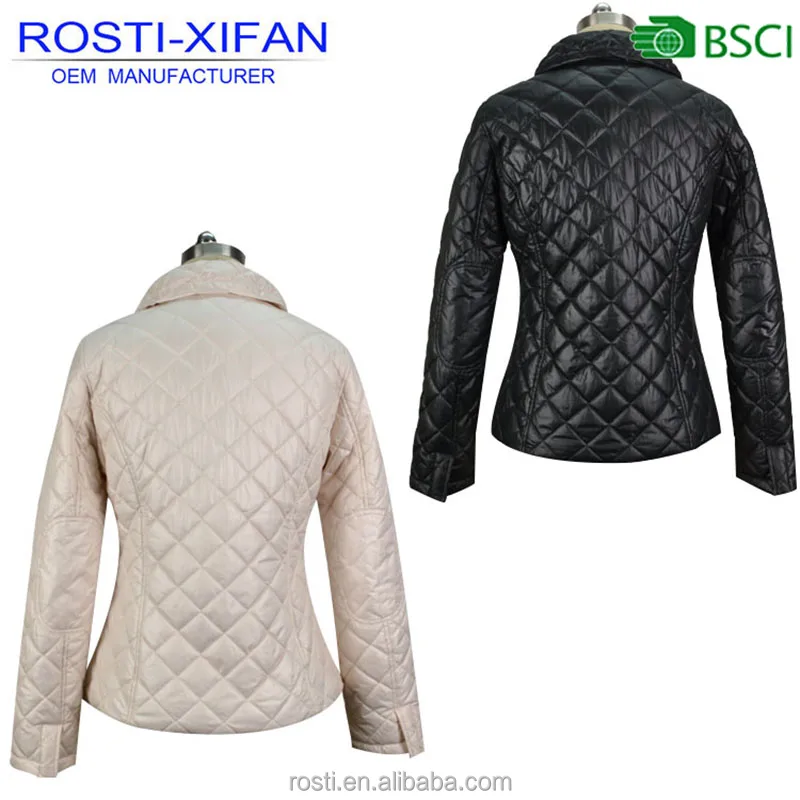 
Fashion Lady Short Spring Quilted Diamond Bomber Jacket 