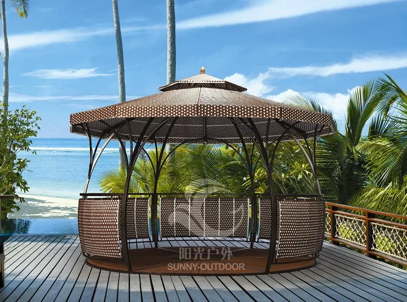 2016 Best Selling Waterproof Rattan Wicker Outdoor Gazebo For Sale