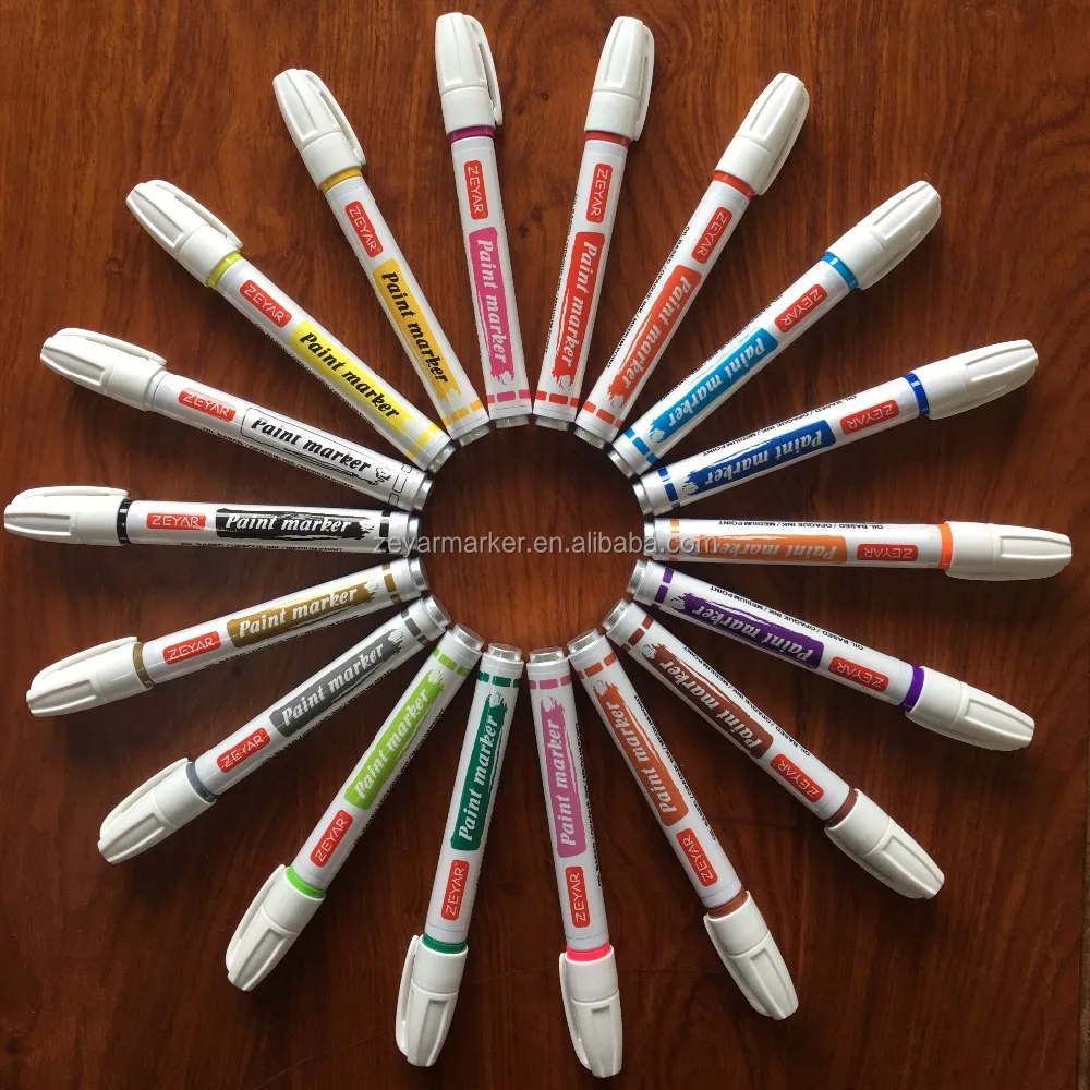 Маркеры для краски на масляной основе под заказ ZEYAR, средние точки, разные цвета, водонепроницаемые чернила