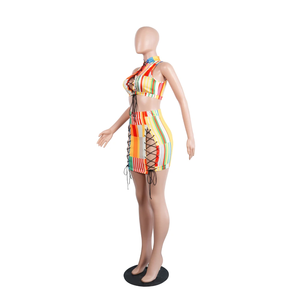 Оптовая продажа OEM ODM WA8605 Прямая поставка женский контрастный цвет из двух частей сексуальный клубный комплект