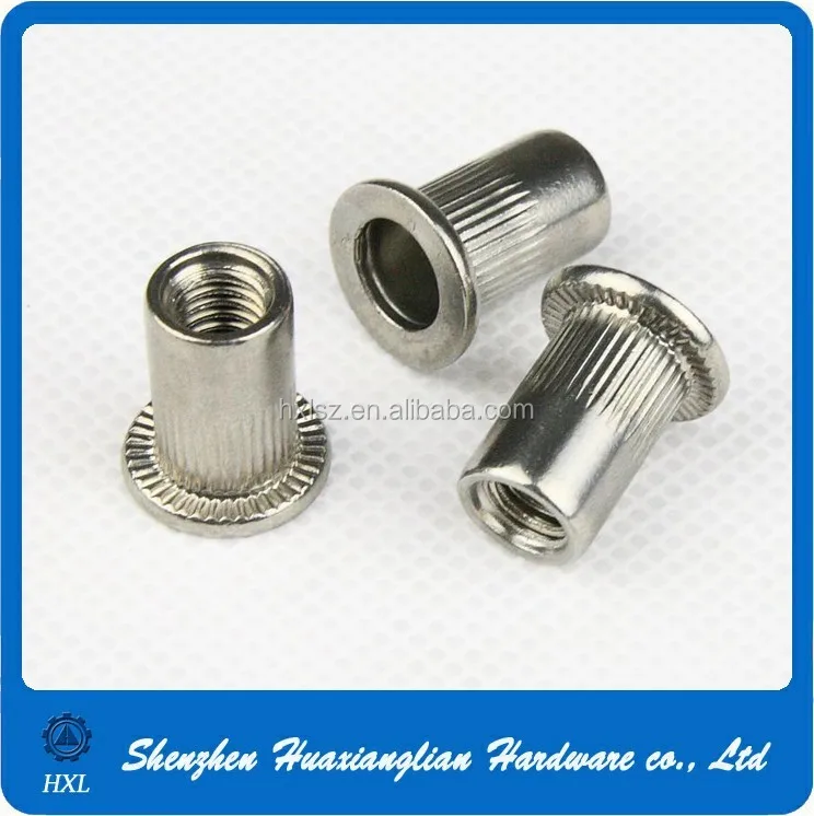 Stainless steel and carbon steel Internal thread m4 m6 flat head blind knurled rivet nut