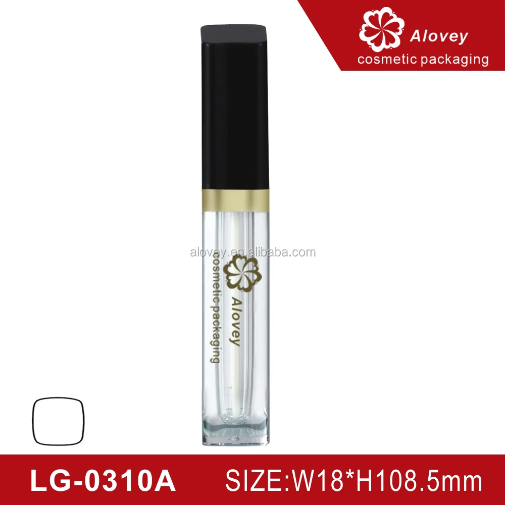 Middle Circle Gold UV Coating Shiny Black Top Square Lipgloss Tube