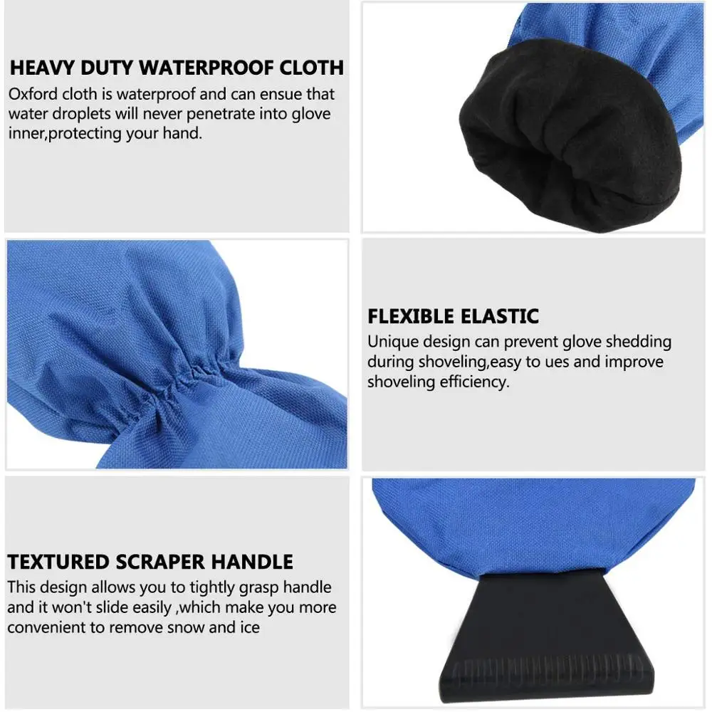 Ice Scraper Gloves for Car Windshield/Window Hand Mitts for Scraping Snow