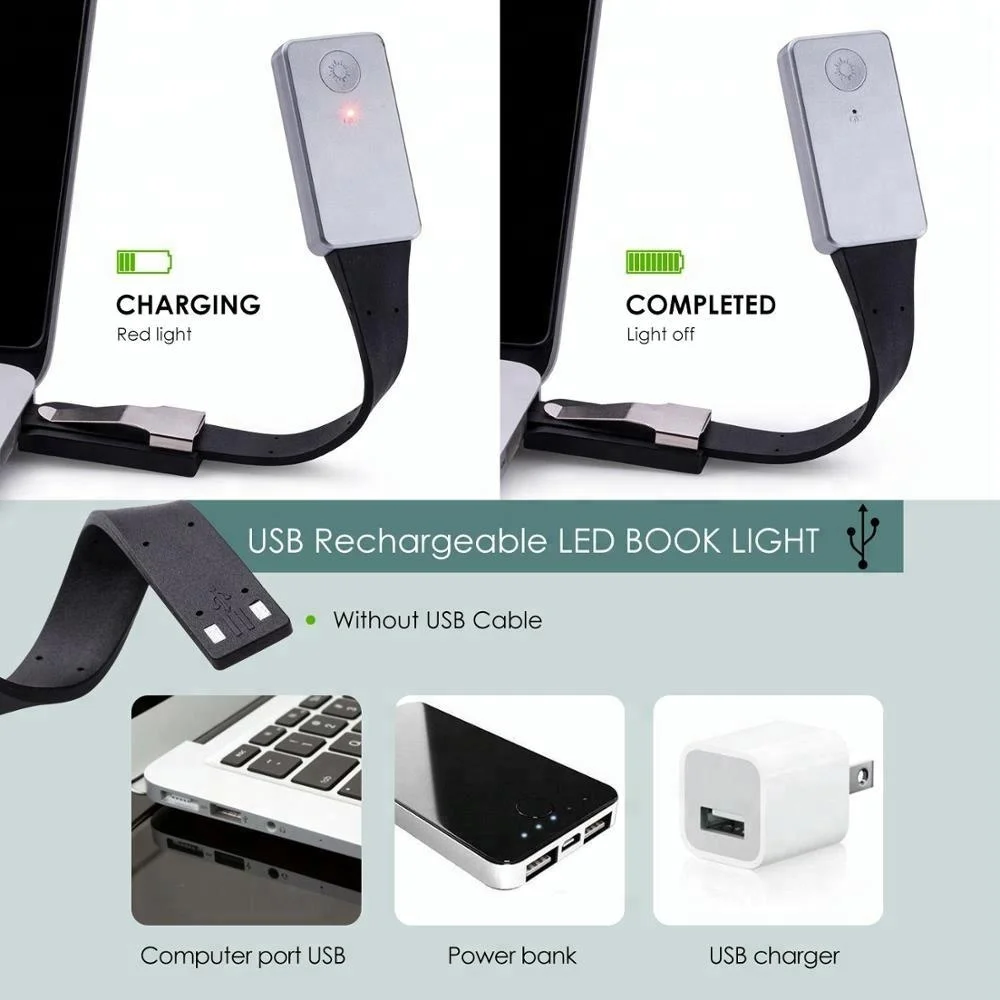 
Yarrae 2018 Rechargeable LED Clip Book Light for Bed Reading, 3 Color Reading Book with Brightness Adjustable 