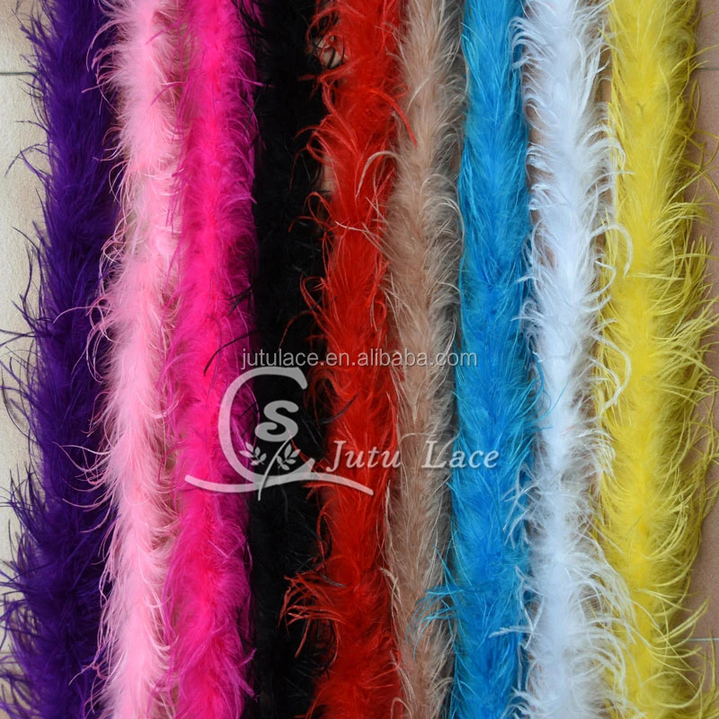 Decorative garment accessory artificial curly ostrich feather 2 Yards in bundle -colored ostrich feathers