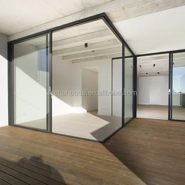 modern design corner sliding door from EBAHOUSE aluminium frame glass door double glazed doors and windows for house