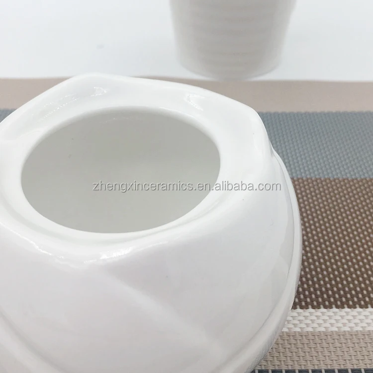 Nice fancy decal white ceramic special design sugar pot for drinking