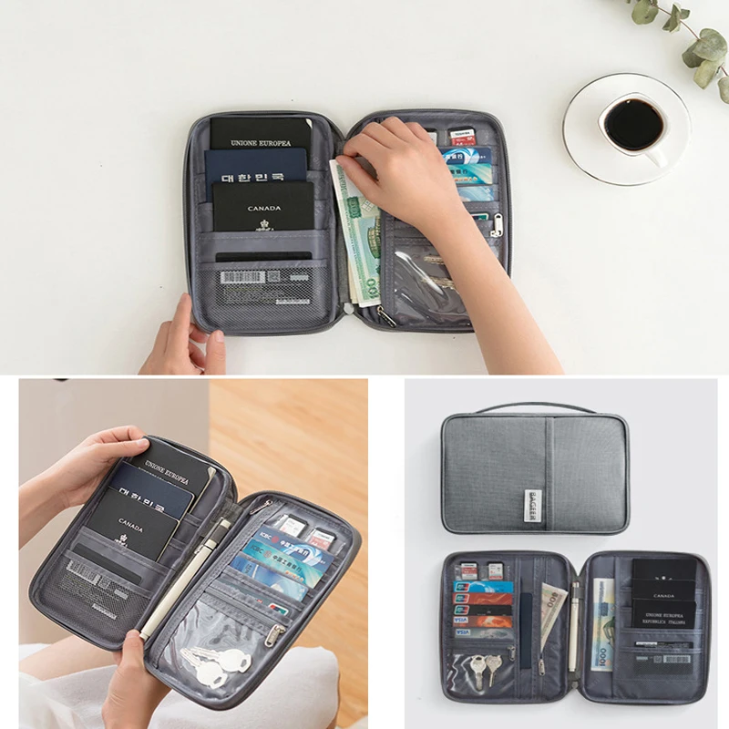 Customized Canvas Travel Smart RFID Passport Credit Card Holder Wallet