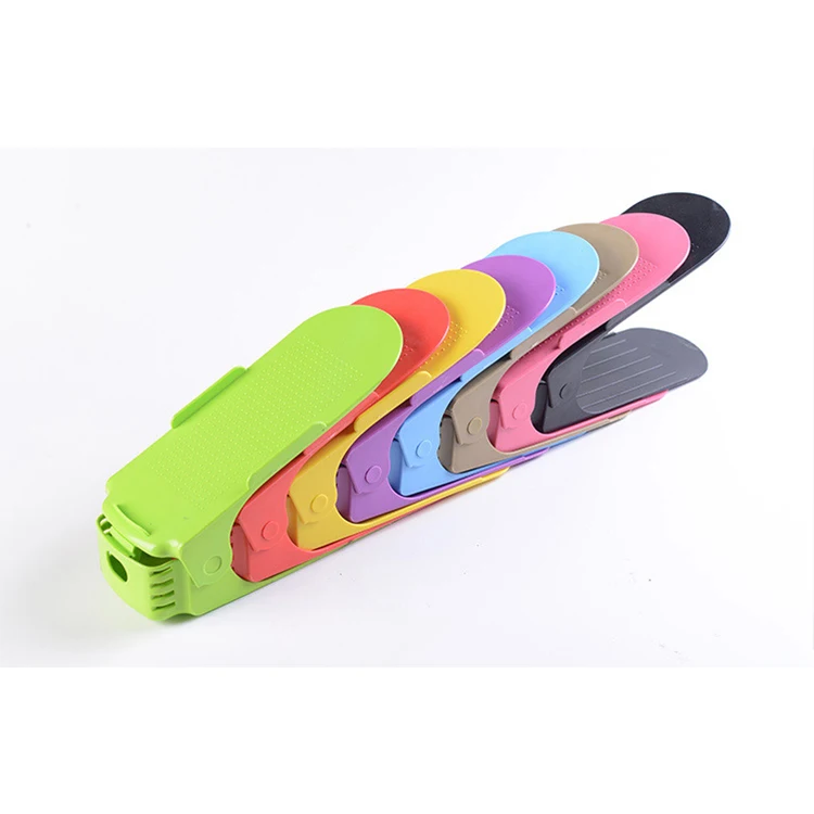 Colorful Double Foldable Storage Plastic Shoe Organizer Space Saving Shoe Storage Organizer