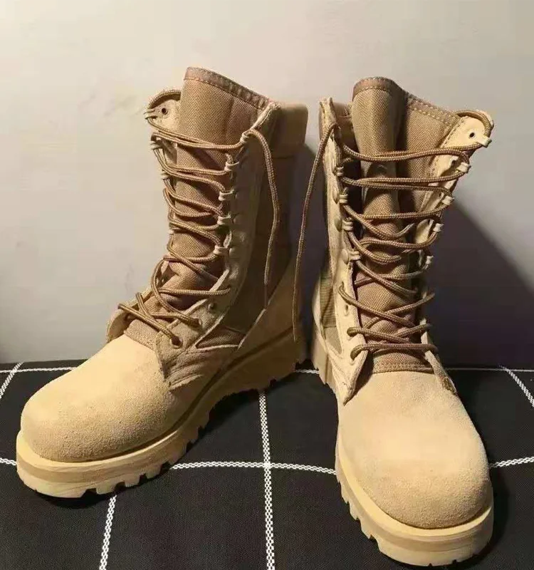 Tactical Rubber with EVA outsole boots,men boots beige combat shoes boots for hiking