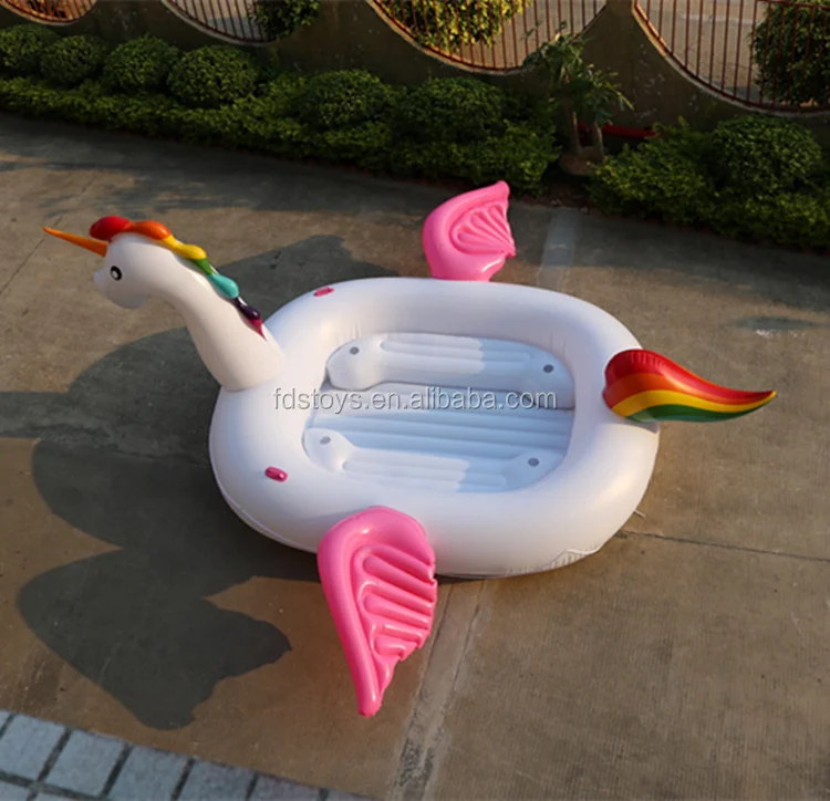 Big 6 Person Party Swan Flamingo Rainbow Unicorn Inflatable Pool Float Island Raft