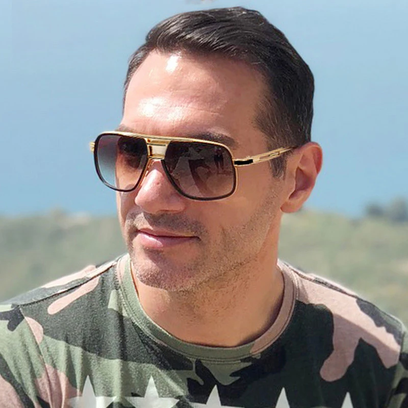 Stylish Sun glasses Designer Luxury Branded Shades Colorful Mirrored Titanium Alloy Frame USA Men Metal Sunglasses