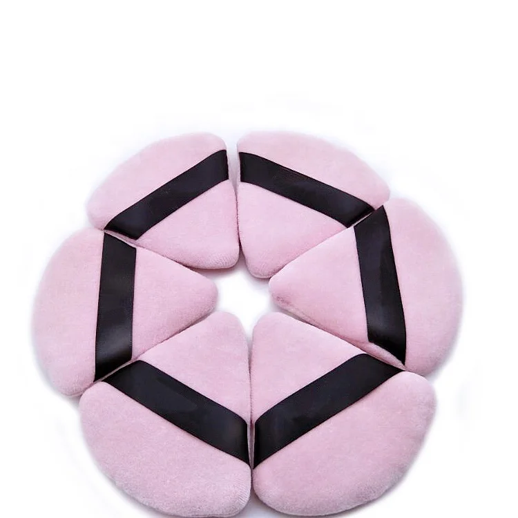 New Design Triangle shape Cosmetic Cotton Makeup foundation sponge powder puff with ribbon for loose powder
