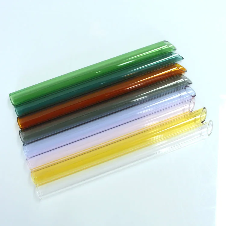16mm Boba Borosilicate Straight Glass Drinking Straws With Slanted tip