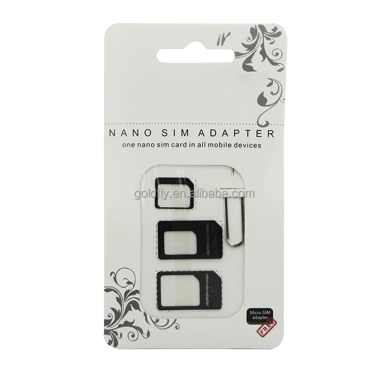 Адаптер для Nano SIM-карты 4 в 1 адаптер для micro sim с ключом для извлечения Розничная упаковка для iPhone 5/5S/6/6S/Sam