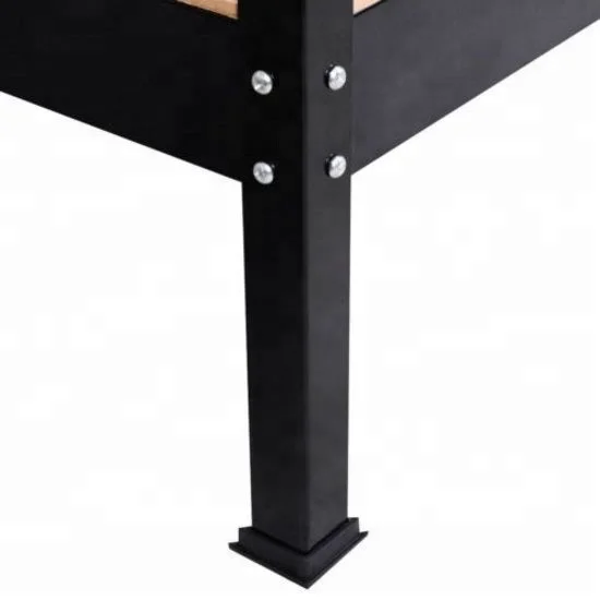 black work bench tool storage steel frame workshop table drawer and peg board