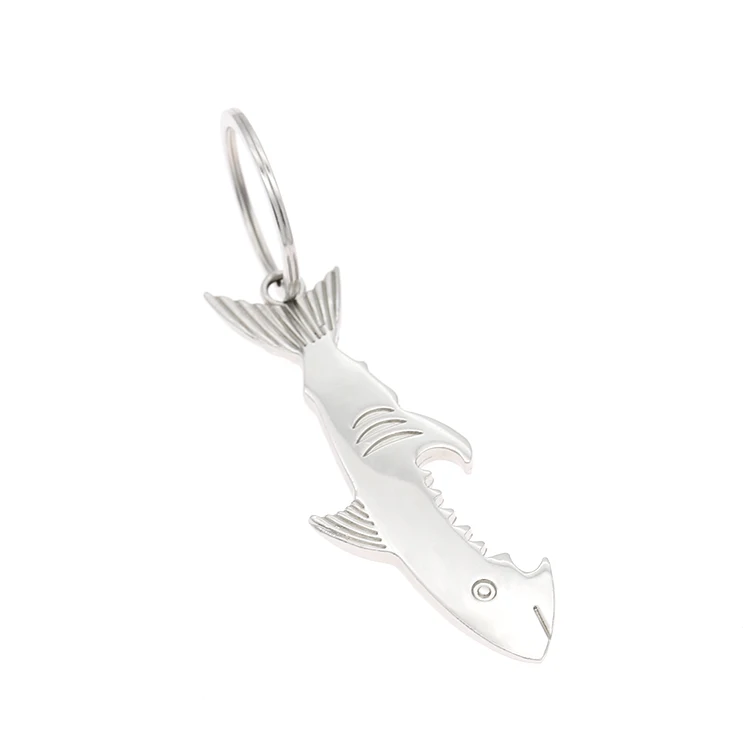 customized silver shark bottle opener with logo