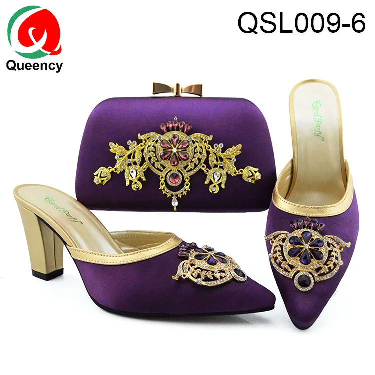 Queency African Shoes And Clutch Bag Set Evening Women for Nigeria Party