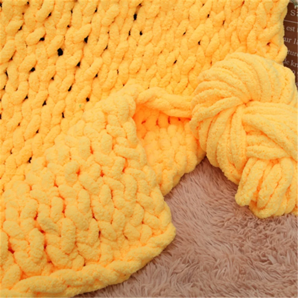Hand Crafted Super Chunky Giant Arm Crochet knit Jumbo chenille yarn blanket