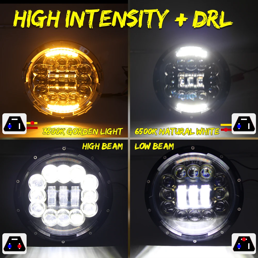 
Auto lighting system Amber Turning Light Breathing Hole Round 7 inch Headlight,motorcycle car led headlight 