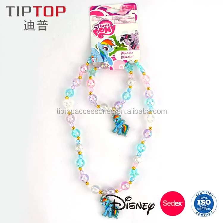 pony beaded Necklace sets kids fashion jewelry set necklace bracelet ring