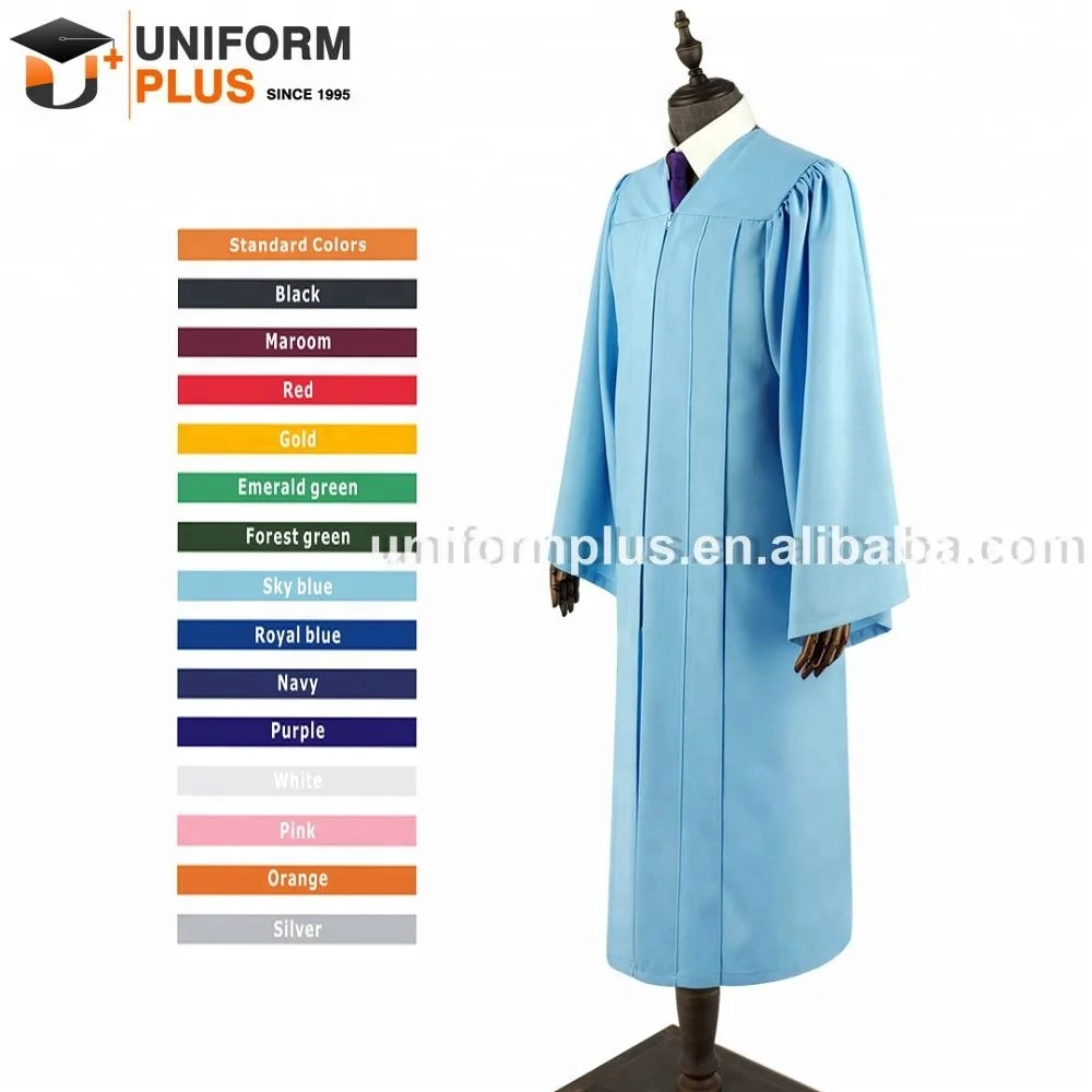 Wholesale matte fabric blue university graduation gown and uniform choir robes