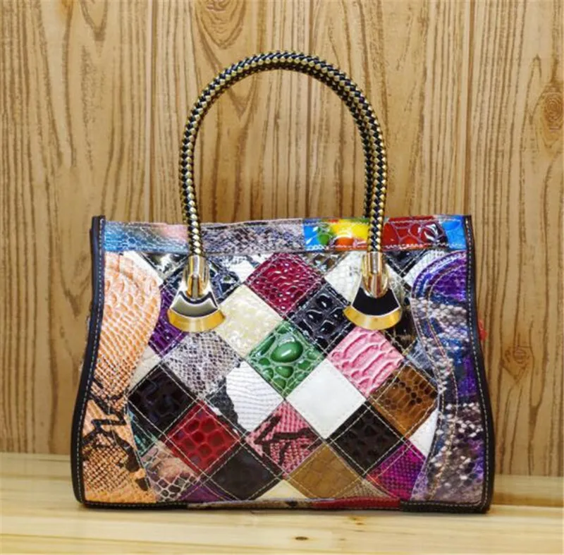 snakeskin grain women luxury genuine leather handbag italian leather handbag for women real leather ladies bag