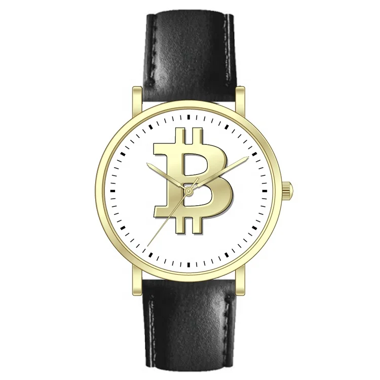 Factory custom your logo Bitcoin reloj gold watch for men
