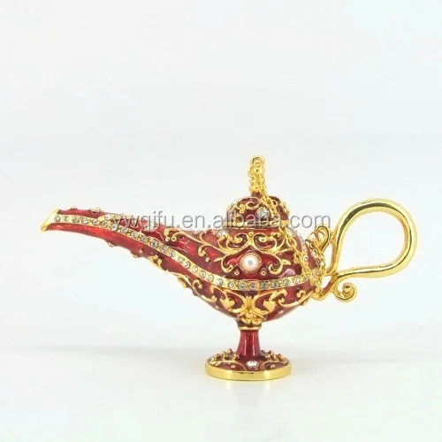 Wholesale Popular crystal Aladdin Lamp trade shaped metal gift box item for indian handicrafts