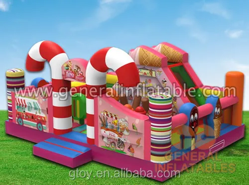 funny children party game inflatable candy funland with inflatable bounce house,jumping castle and slide