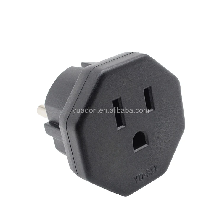 250V 16A Fire retardant Material US to EU EU French Germany travel adapter