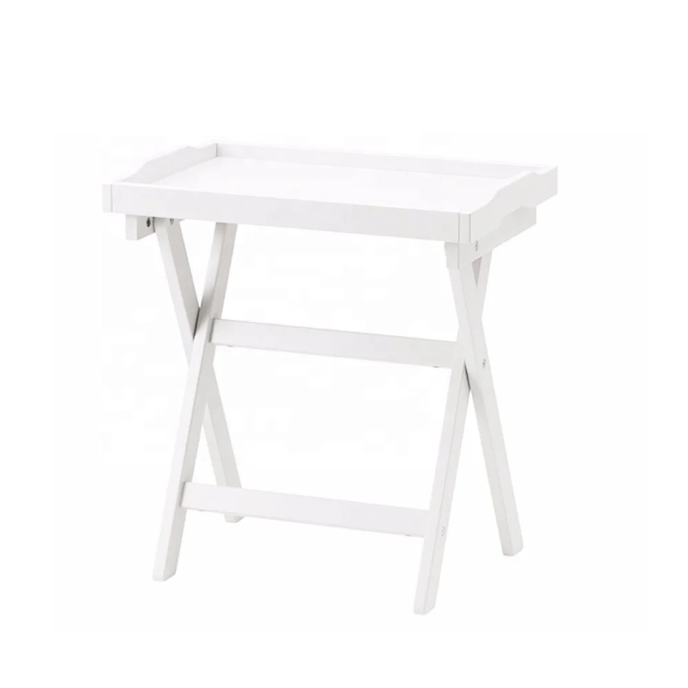 Removable and foldable white color coffee tray table serving table
