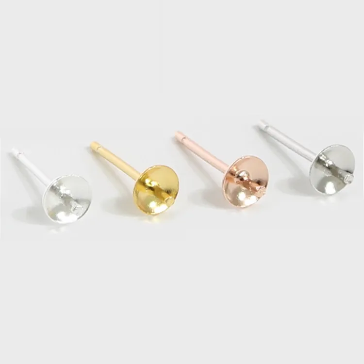 S925 Sterling Silver Stud Earring Findings For Pearl Base Jewelry Making Supplies Findings & Components Wholesale