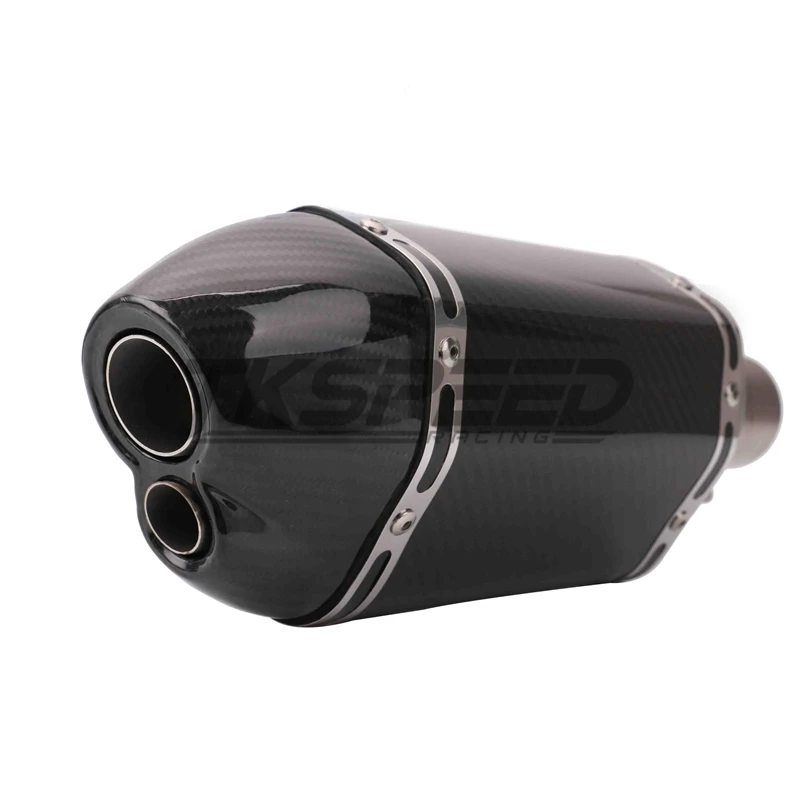 
motorcycle modification 51mm real carbon fiber muffler exhaust short double mouthe big hexagon 