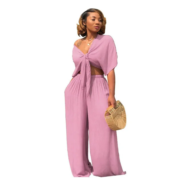 Latest Design Two Piece Set Women Wide-Legged Pants Clothing Loose Clothes For Women Jumpsuit
