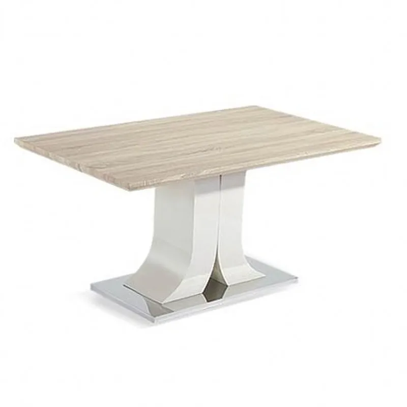 Morden home furniture dining room furniture dining table MDF with paper and white high gloss finish glass