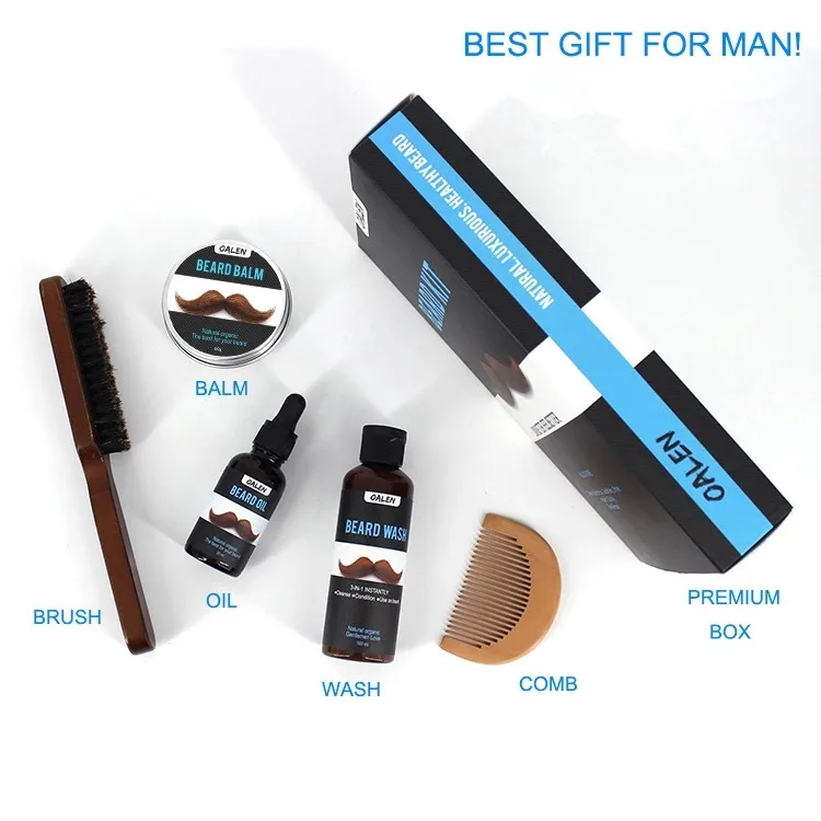 OALEN Private label Fragrance Free Grooming Beard Balm Oil Beard Kit For Men With Gift Box
