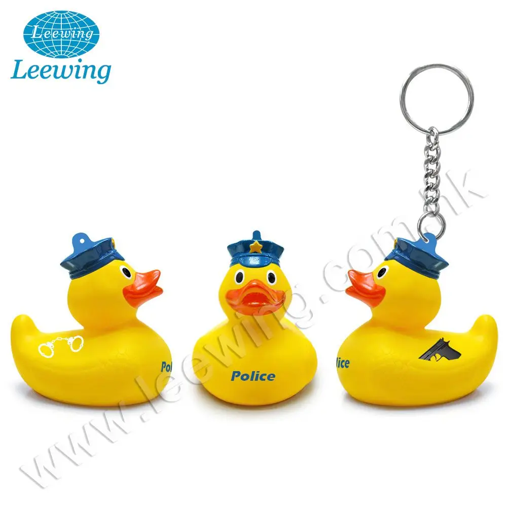 Custom Wholesale PVC Plastic Police Rubber Duck Keychain Promotional Gift