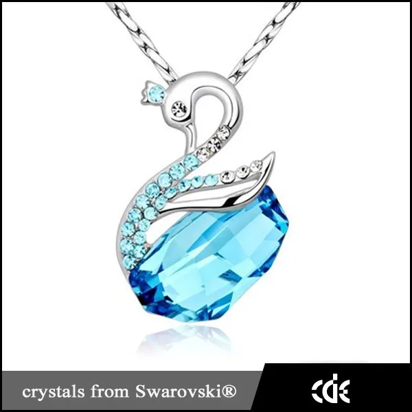 Most Popular Products 925 Sterling Silver Crystal Swan Pendant Necklace Jewelry