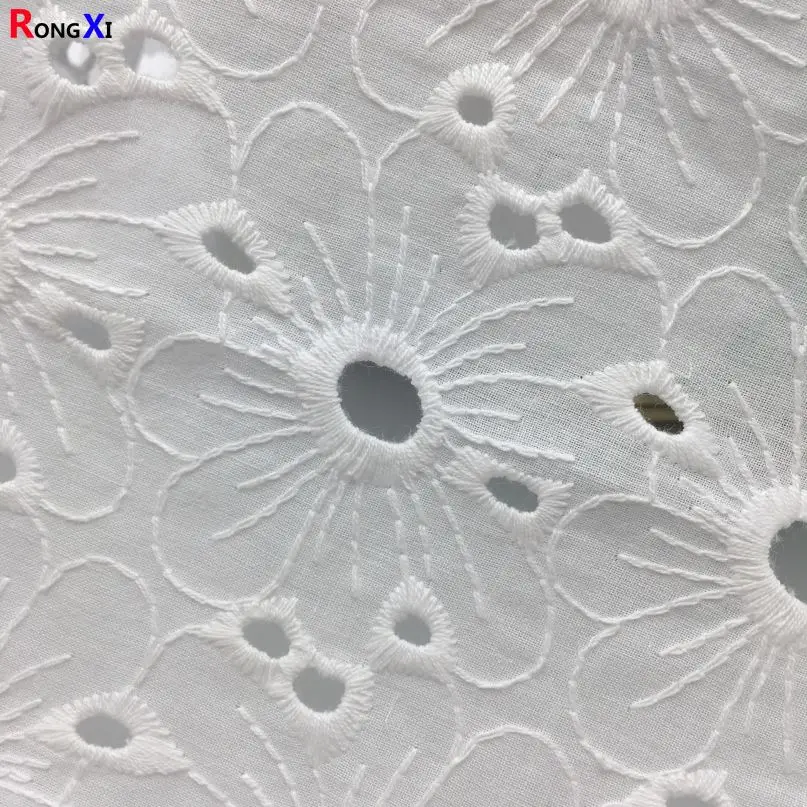 Бренд RXF0561, новая хлопковая рубашка для девочек, кружевная ткань с цветочной вышивкой