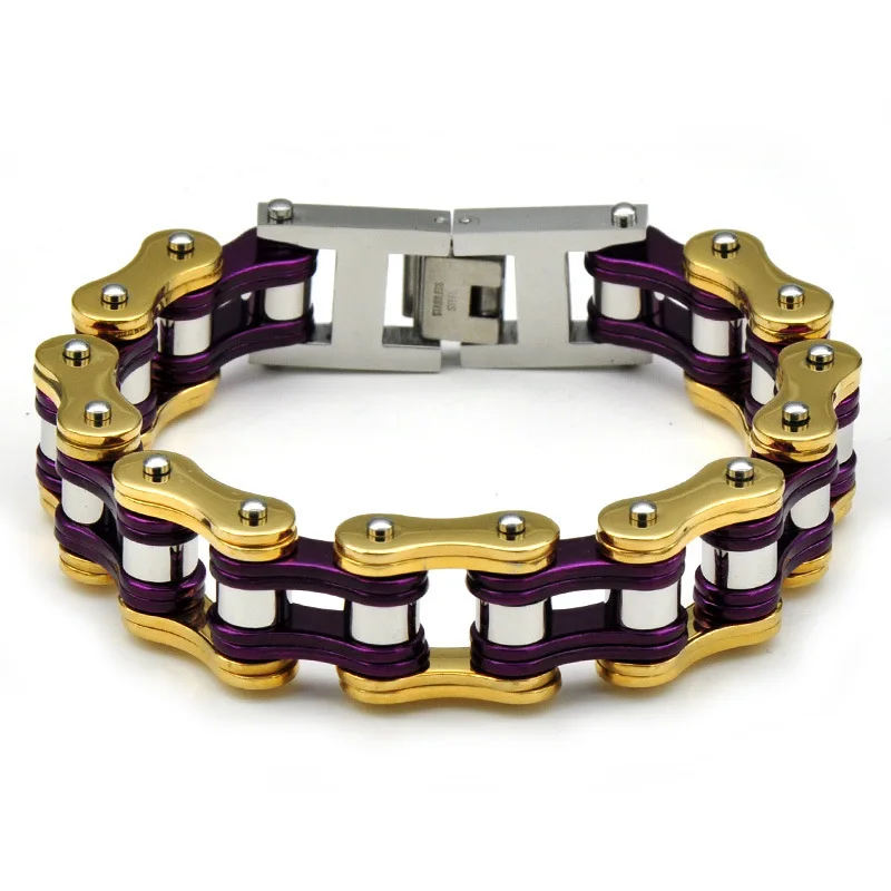 Custom Stainless Steel Rock Punk Bicycle Motorcycle Chain Bracelet