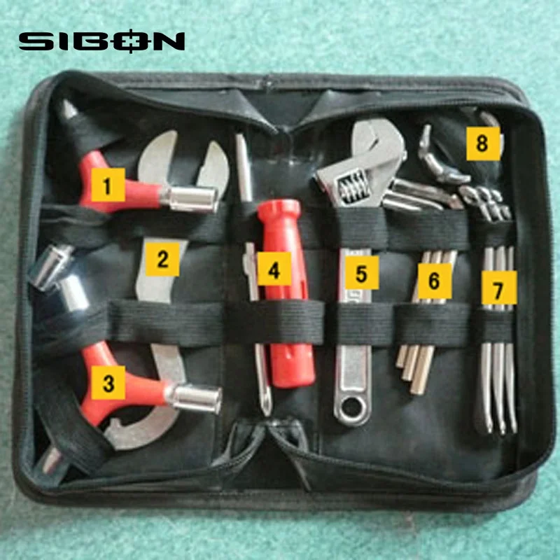 SIBON B0810113 multi usage adult made in China 13pcs bike tool kit with textile bag package