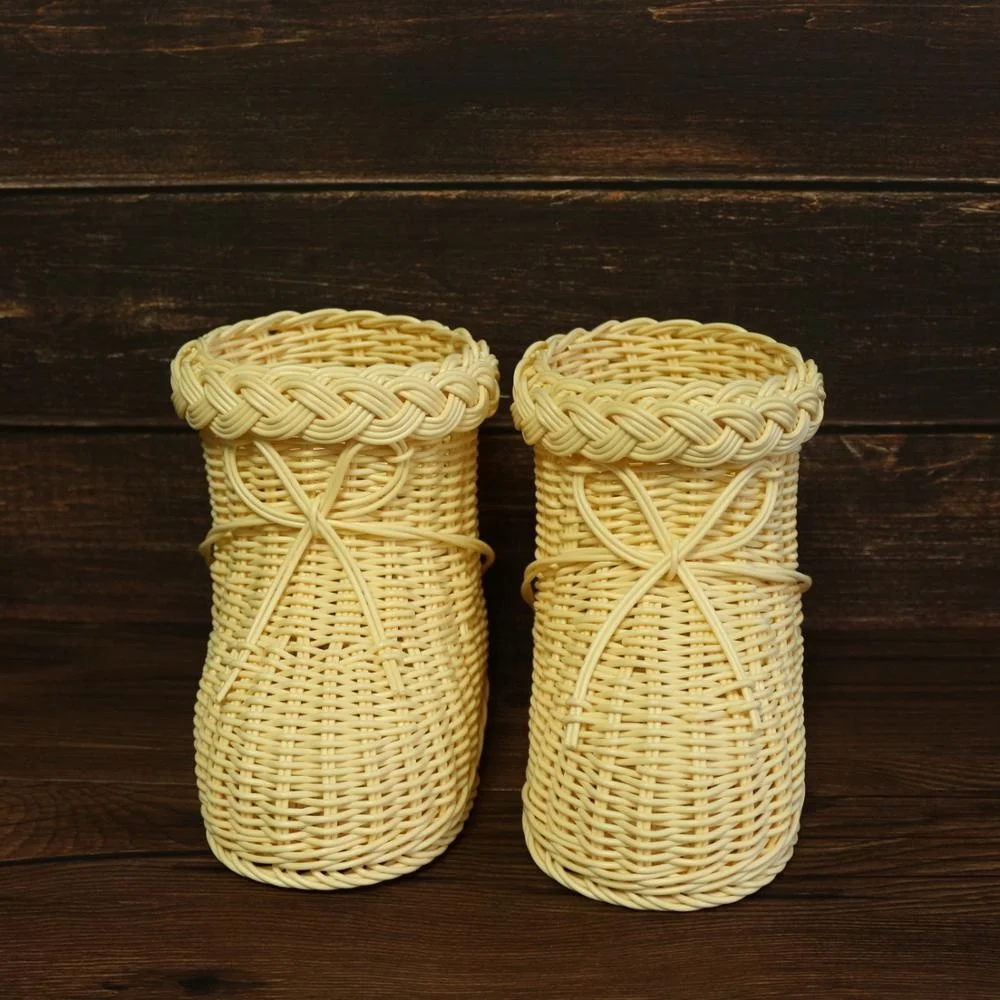 Boot Shape Rattan Vase for Home, Office, Garden, Christmas, New Year, Festival, Party, Wedding Decor
